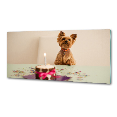 Kitchen wall panels Dog with a cake