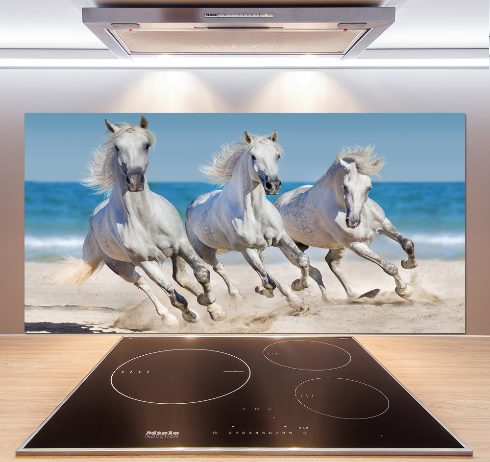 Cooker splashback White horses beach