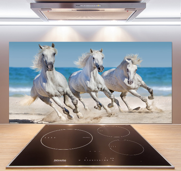 Cooker splashback White horses beach