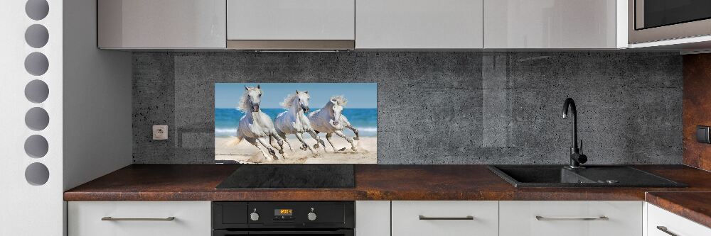 Cooker splashback White horses beach