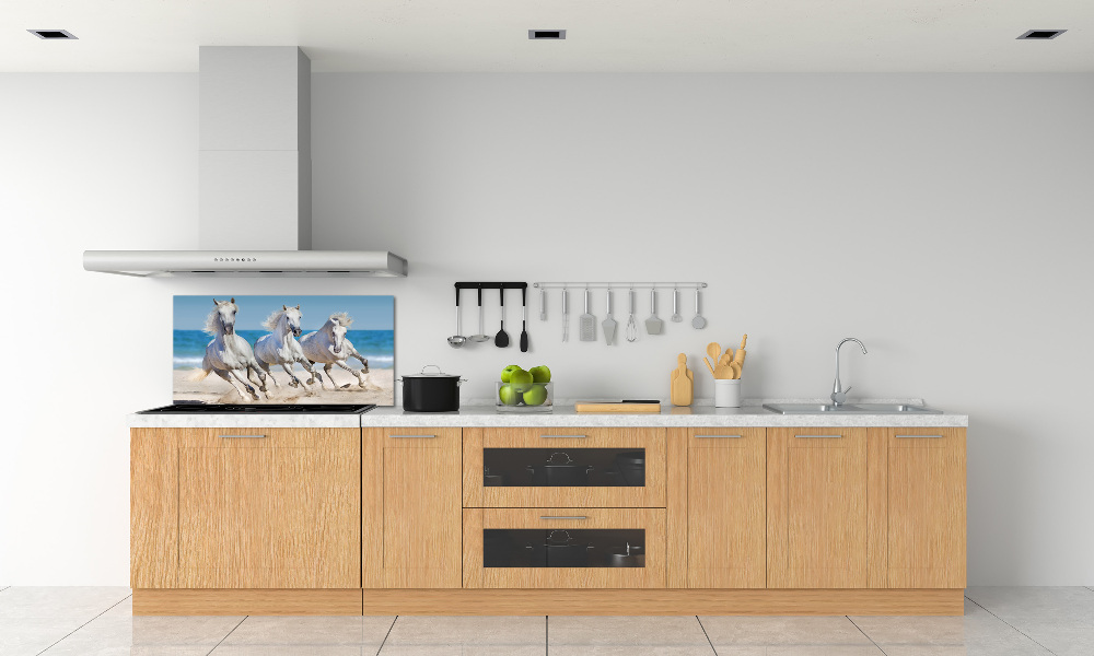 Cooker splashback White horses beach