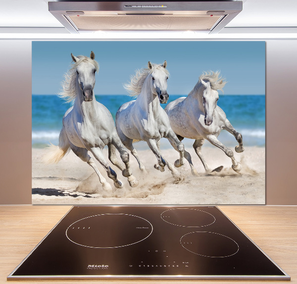 Cooker splashback White horses beach