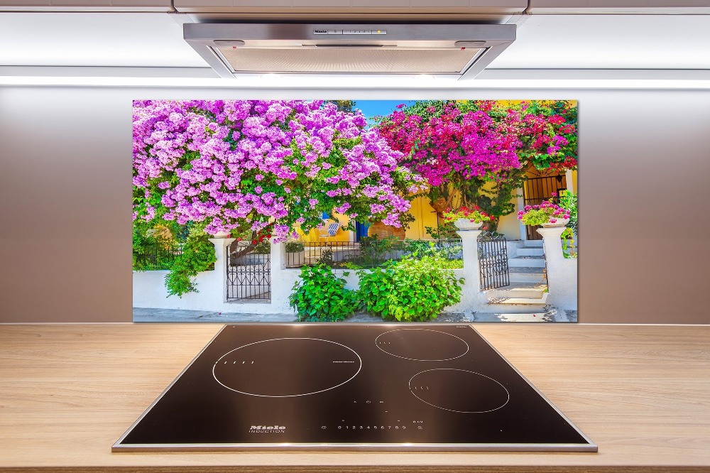 Cooker splashback House with bougenvilla