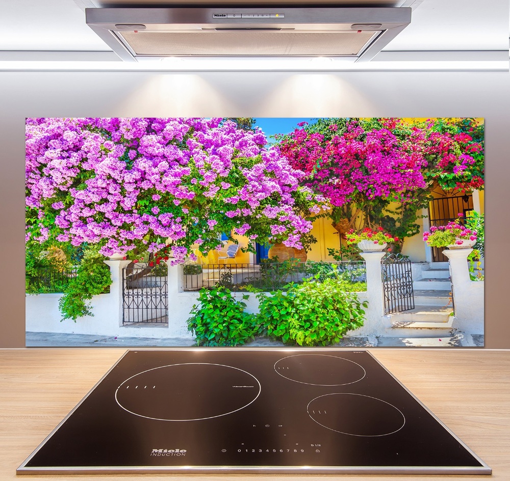 Cooker splashback House with bougenvilla