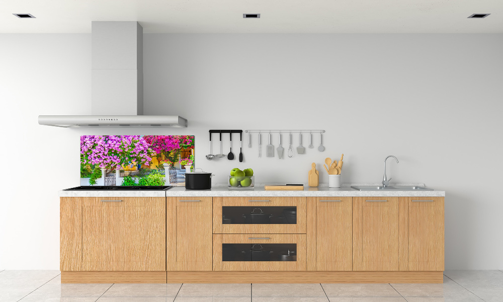 Cooker splashback House with bougenvilla