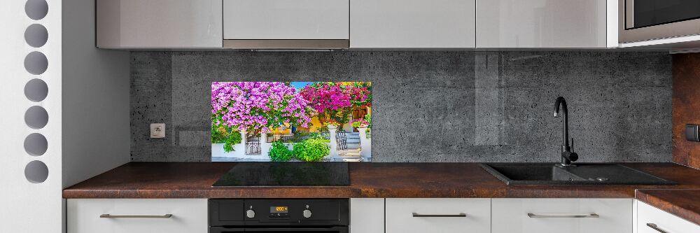 Cooker splashback House with bougenvilla