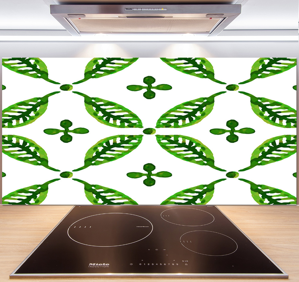 Cooker splashback Green leaves