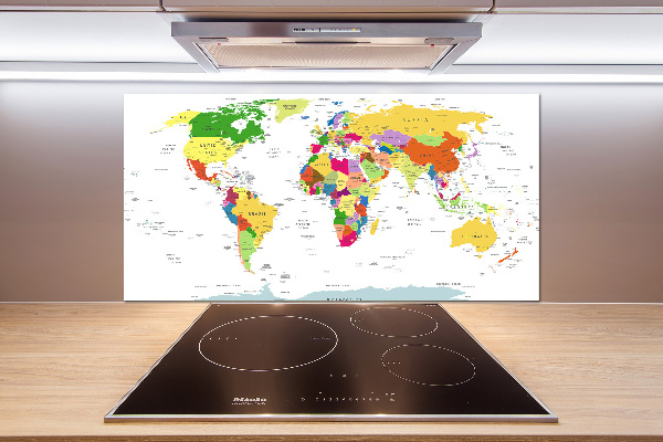 Kitchen wall panels world map