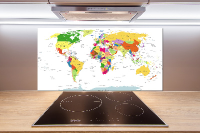 Kitchen wall panels world map