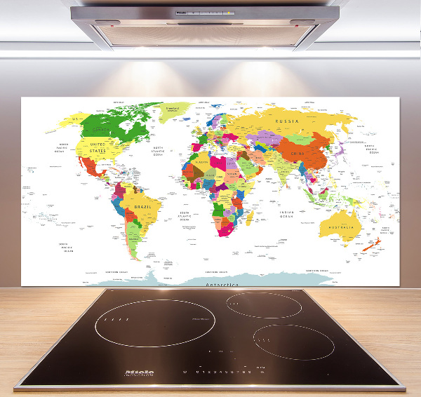 Kitchen wall panels world map