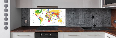 Kitchen wall panels world map