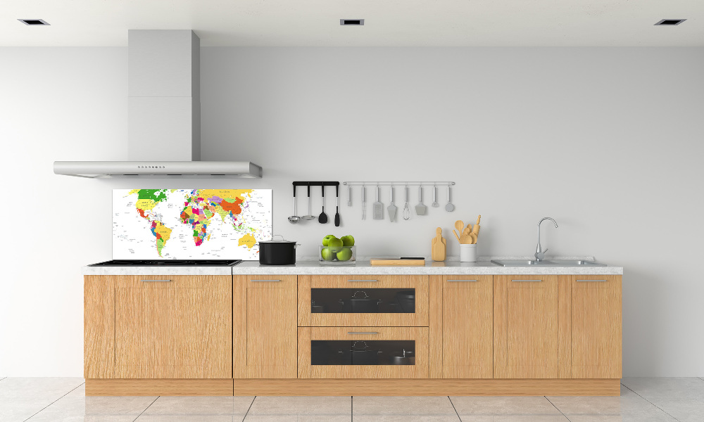 Kitchen wall panels world map