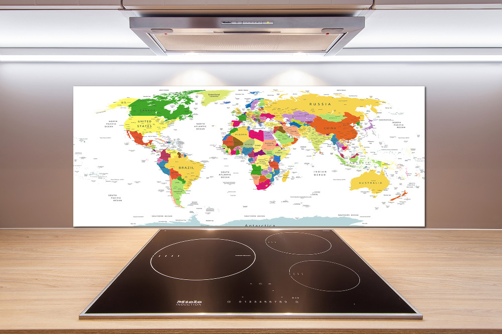 Kitchen wall panels world map