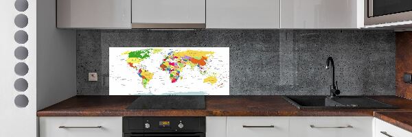 Kitchen wall panels world map