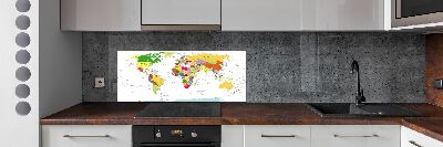 Kitchen wall panels world map