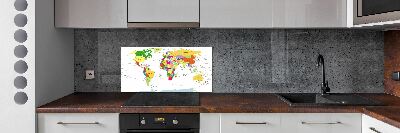 Kitchen wall panels world map