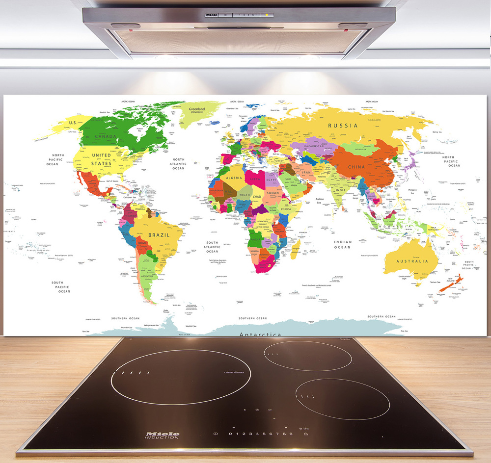 Kitchen wall panels world map