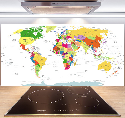 Kitchen wall panels world map