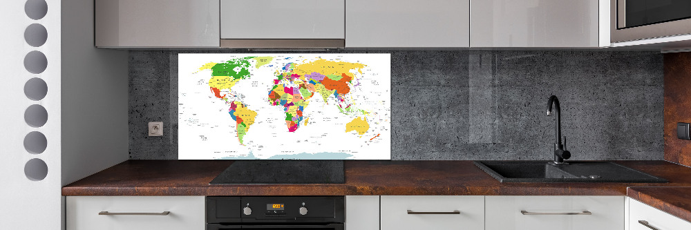 Kitchen wall panels world map