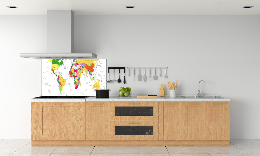 Kitchen wall panels world map