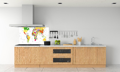 Kitchen wall panels world map