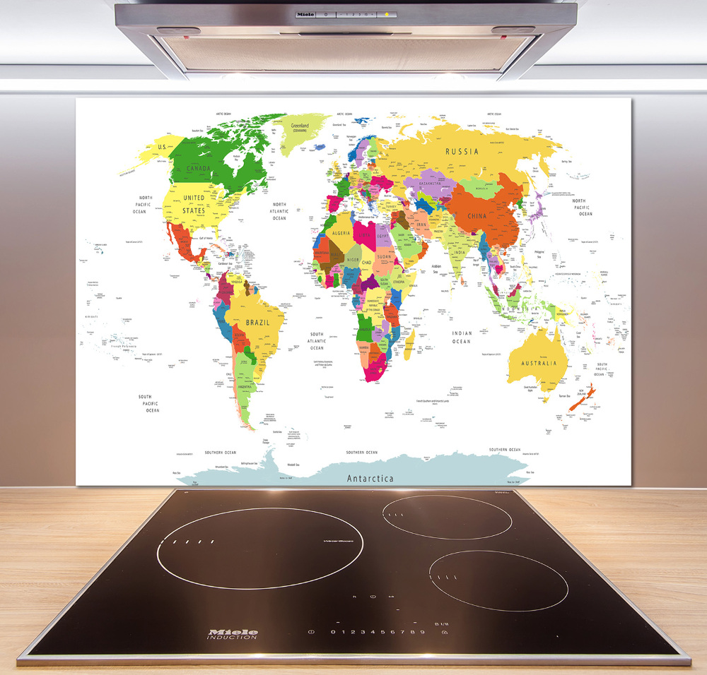 Kitchen wall panels world map