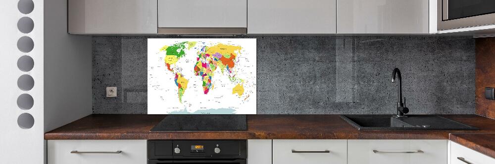 Kitchen wall panels world map