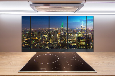 Kitchen splashback New York at night