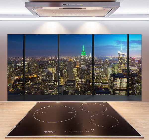 Kitchen splashback New York at night