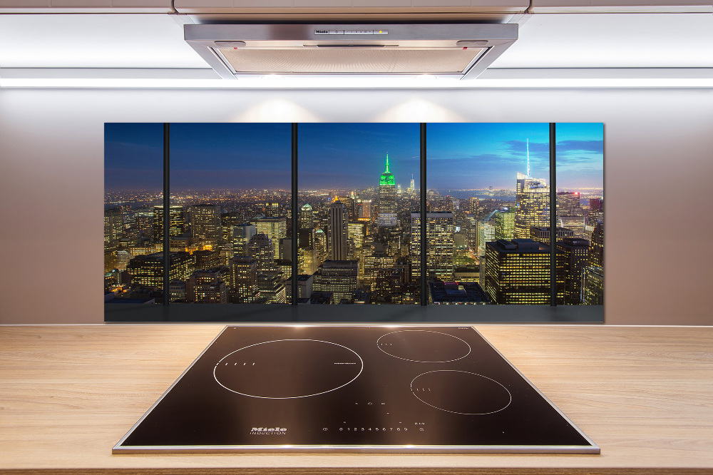 Kitchen splashback New York at night