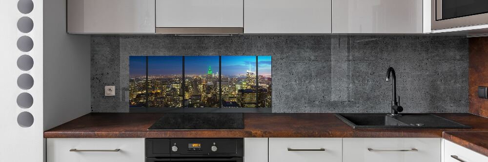 Kitchen splashback New York at night