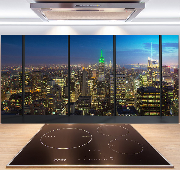 Kitchen splashback New York at night