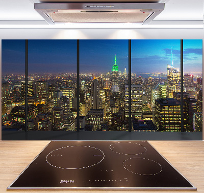 Kitchen splashback New York at night