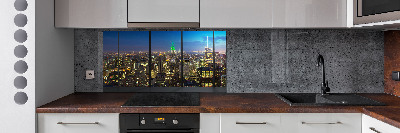 Kitchen splashback New York at night