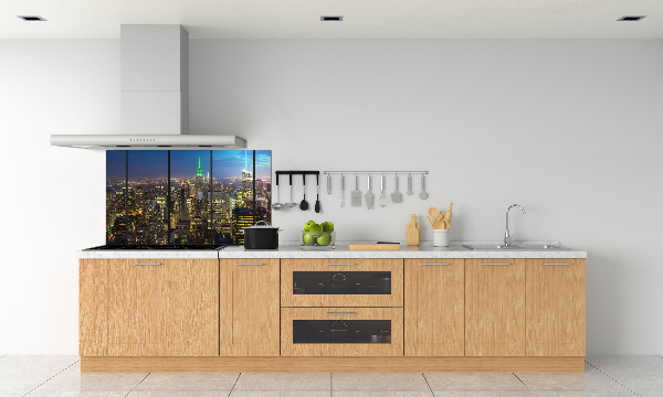 Kitchen splashback New York at night