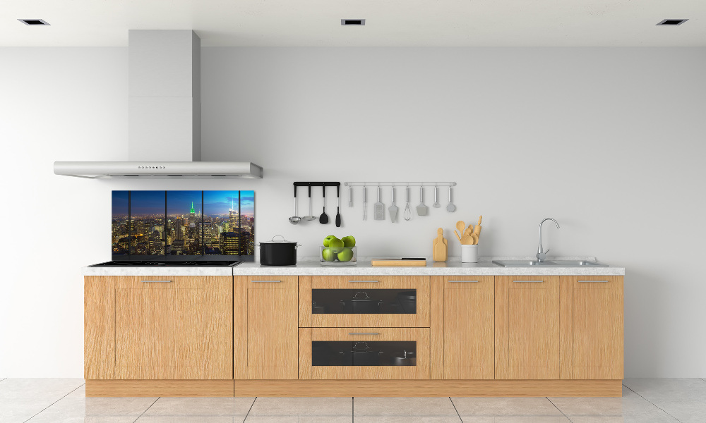 Kitchen splashback New York at night