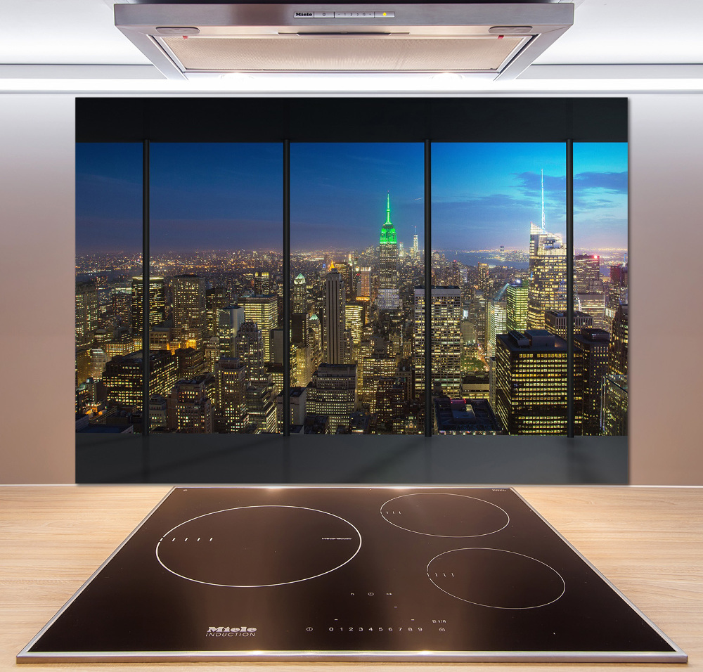 Kitchen splashback New York at night