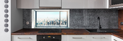 Cooker splashback View of the city