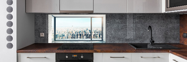 Cooker splashback View of the city