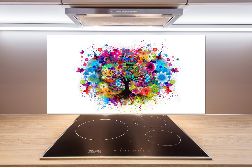 Cooker splashback Colorful tree