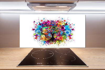 Cooker splashback Colorful tree