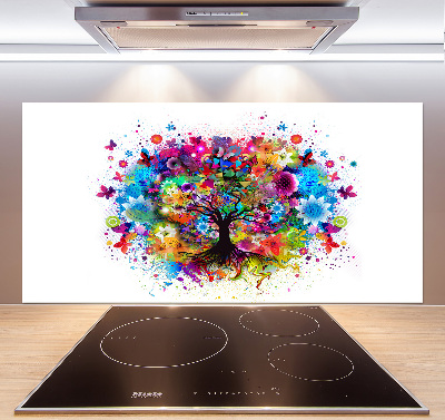 Cooker splashback Colorful tree