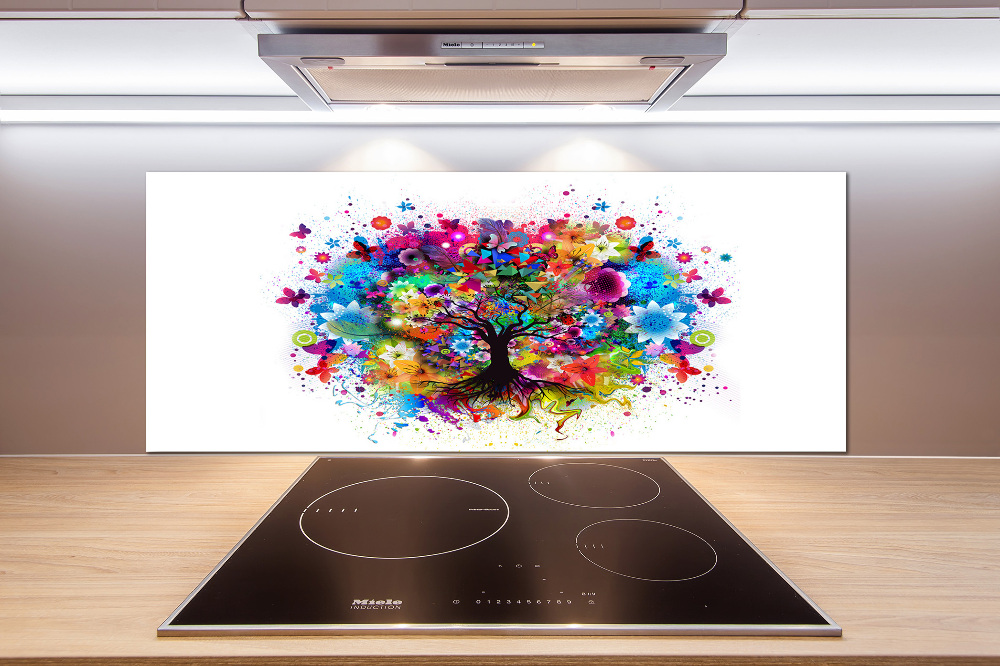 Cooker splashback Colorful tree