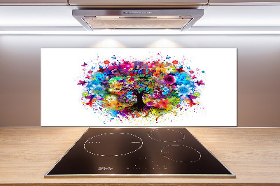 Cooker splashback Colorful tree