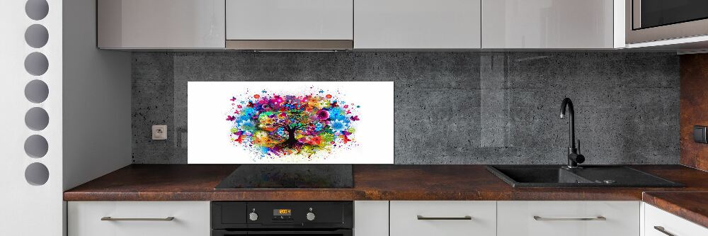 Cooker splashback Colorful tree