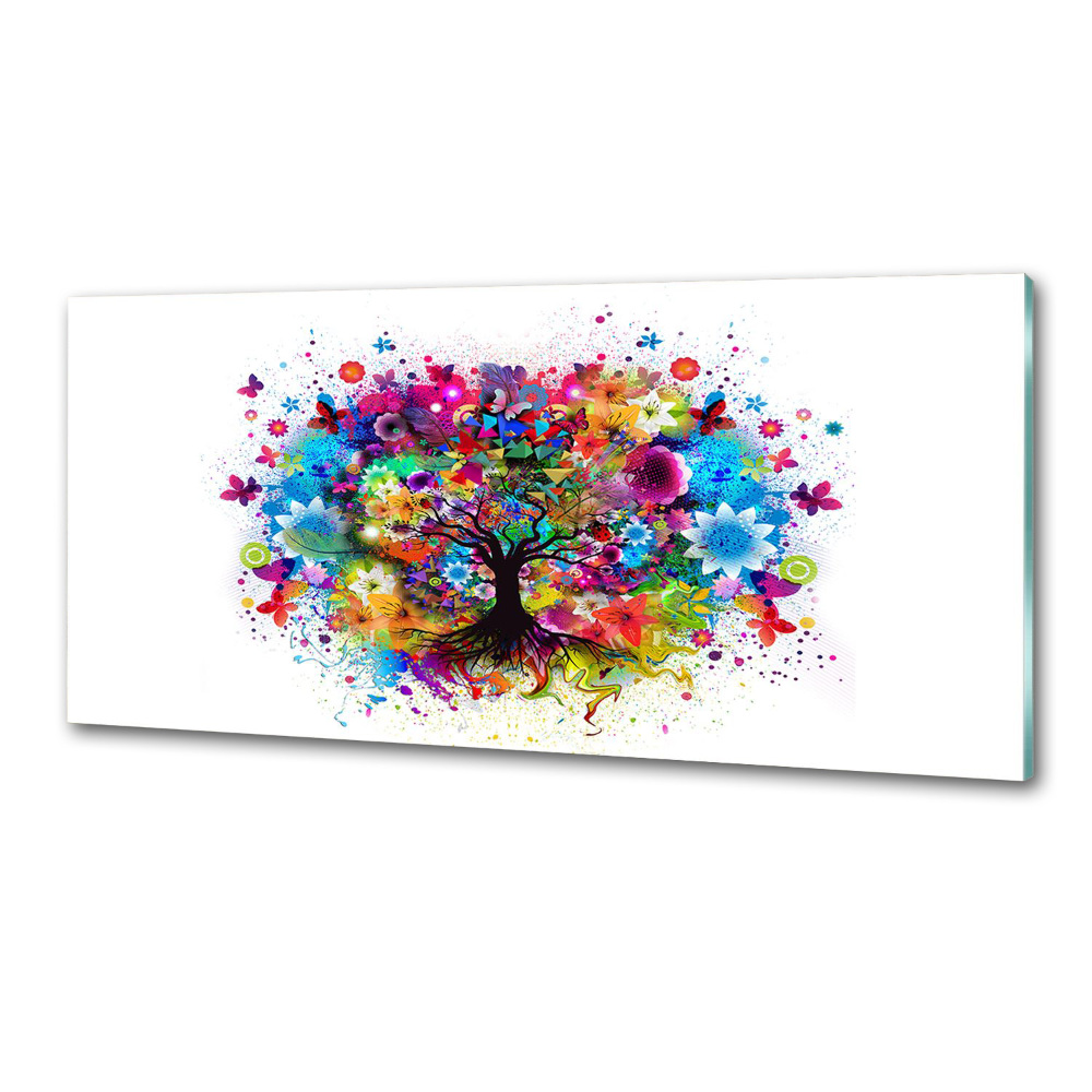 Cooker splashback Colorful tree