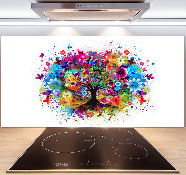 Cooker splashback Colorful tree