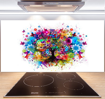 Cooker splashback Colorful tree