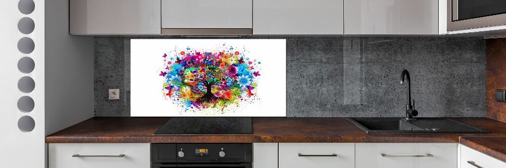 Cooker splashback Colorful tree