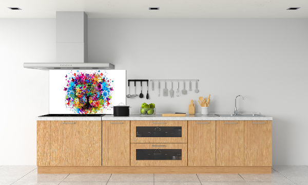 Cooker splashback Colorful tree